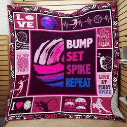 Volleyball Bump Set Spike Repeat Quilt Blanket Great Customized Blanket Gifts For Birthday Christmas Thanksgiving and Home Decor