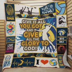 Volleyball Give It All You Got And Give It All The Glory To God Quilt Blanket Great Customized Blanket Gifts For Birthday Christmas Thanksgiving and Home Decor