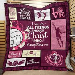 Volleyball I Can Do All Things Through Christ Who Strengthens Me Quilt Blanket Great Customized Blanket Gifts For Birthday Christmas Thanksgiving and Home Decor