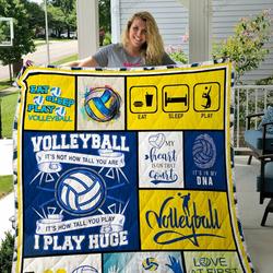 Volleyball Love At First Spike Quilt Blanket Great Customized Blanket Gifts For Birthday Christmas Thanksgiving and Home Decor