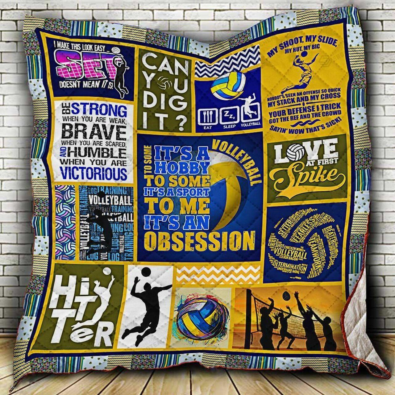 Volleyball To Some ItS A Hobby To Me ItS A Obssession Quilt Blanket Great Customized Blanket Gifts For Birthday Christmas Thanksgiving and Home Decor