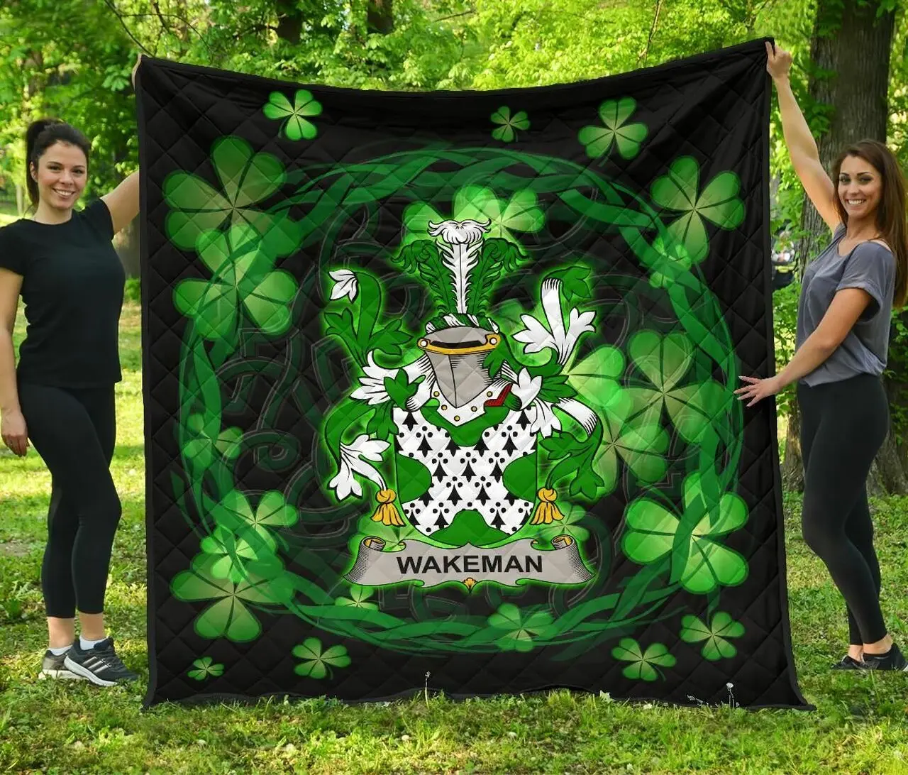 Wakeman Ireland Irish Celtic Shamrock Knot Circle JFJ14588 3D Customized Quilt 2707 and Home Decor