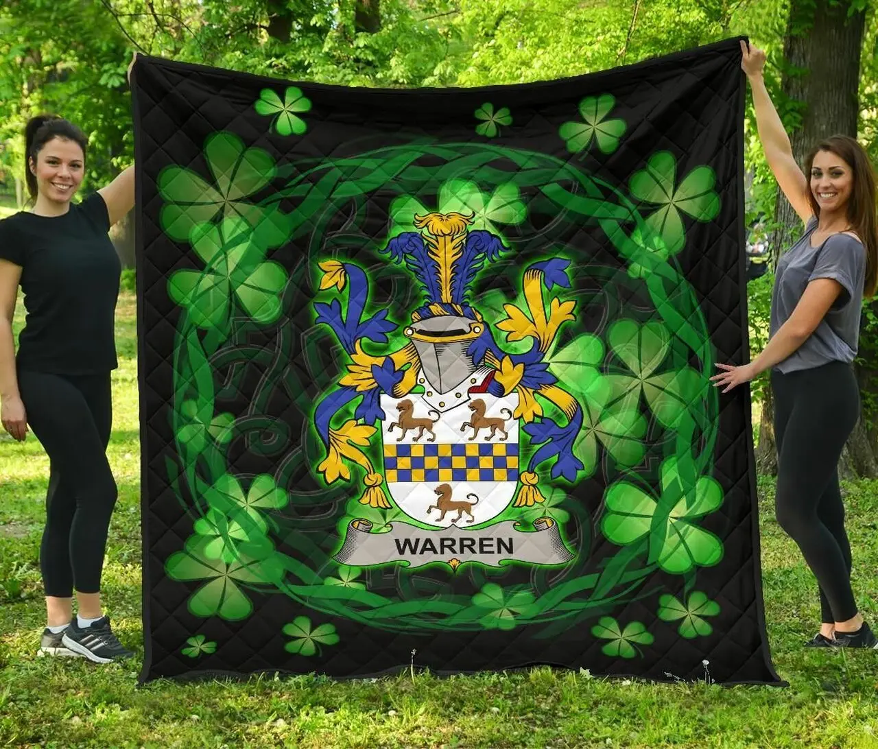 Warren Ireland Irish Celtic Shamrock Knot Circle JFJ14645 3D Customized Quilt 2707 and Home Decor