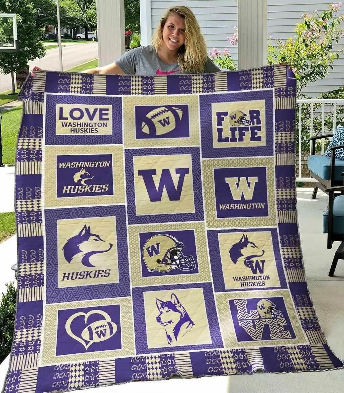Washington Huskies Ver3 Blanket Th1507 Quilt and Home Decor
