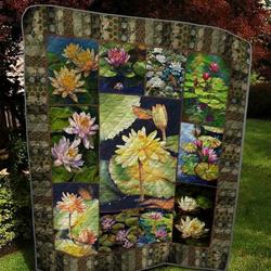 Water Lily P110412 Quilt Blanket  Quilt and Home Decor