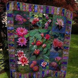 Water Lily P110413 Quilt Blanket  Quilt and Home Decor
