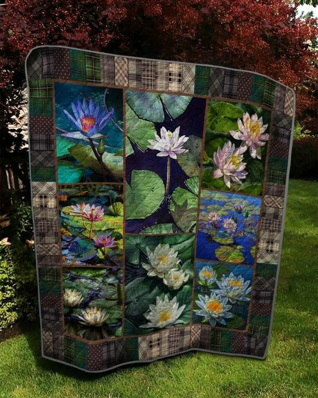 Water Lily P110414 Quilt Blanket Quilt and Home Decor