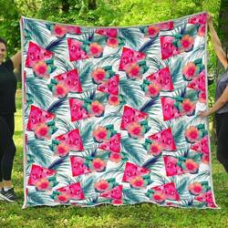 Watermelon Teal Hawaiian Cl17100691Mdq Quilt Blanket and Home Decor