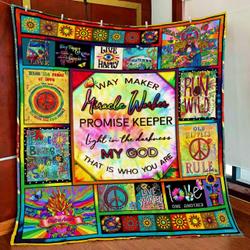 Way Maker Miracle Worker Promise Keeper Light In The Darkness, Hippie Quilt Blanket and Home Decor
