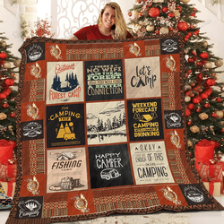 Weekend Forecast Camping With A Chance Of Drinking Quilt Blanket Great Customized Blanket Gifts For Birthday Christmas Thanksgiving and Home Decor