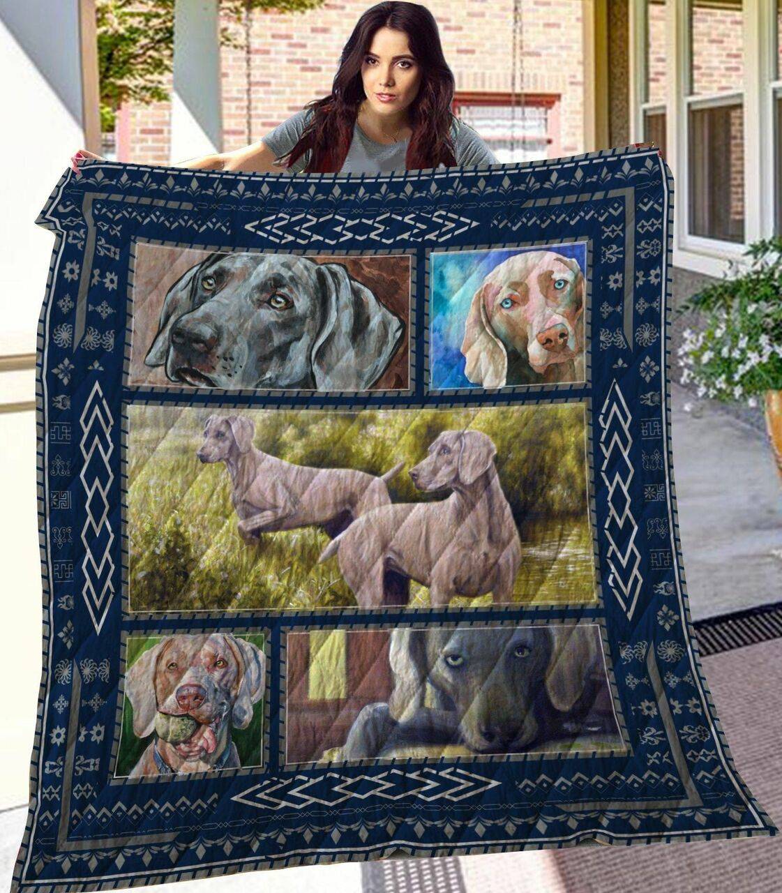 Weimaraner V2 Quilt Blanket and Home Decor