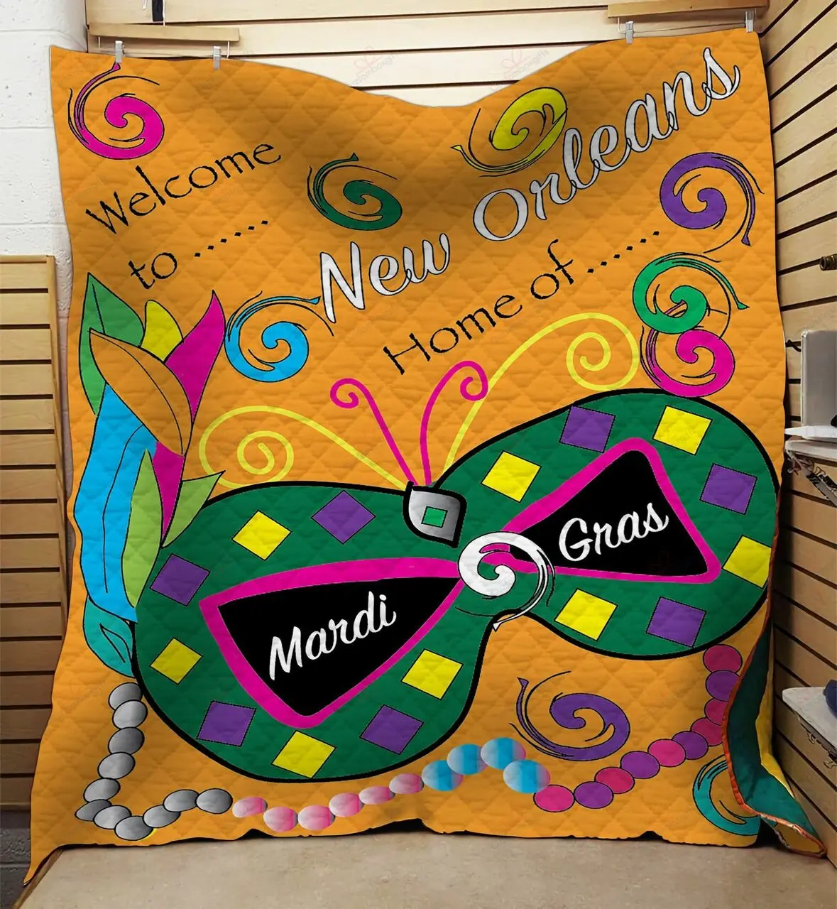 Welcome To New Orleans Home Of Mardi Gras Quilt Blanket Great Customized Blanket Gifts For Birthday Christmas Thanksgiving and Home Decor