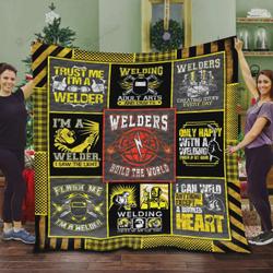 Welders Build The World Quilt Blanket Great Customized Blanket Gifts For Birthday Christmas Thanksgiving and Home Decor