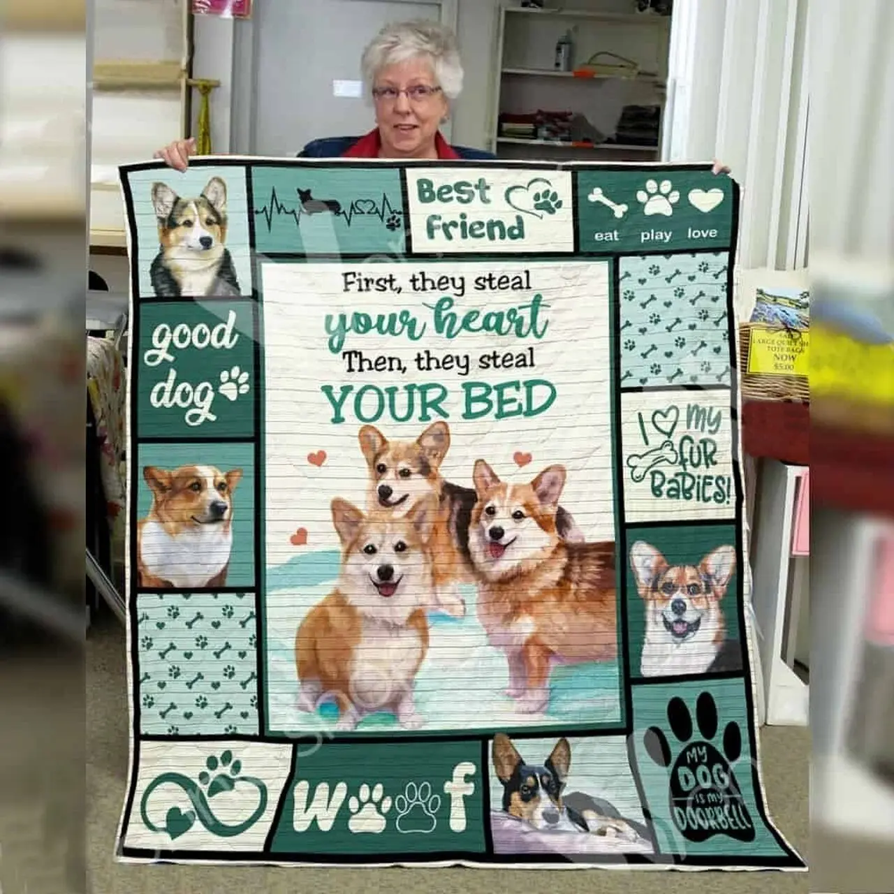 Welsh Corgi Dog Awesome O Quilt Bg and Home Decor