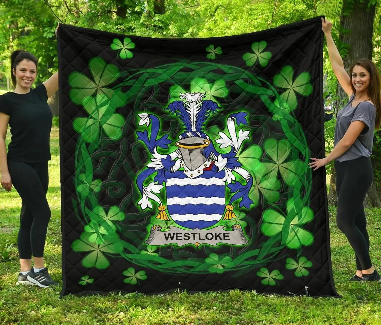 Westloke Or Westlock Ireland Irish Celtic Shamrock Knot Circle JFJ14783 3D Customized Quilt 2707 and Home Decor