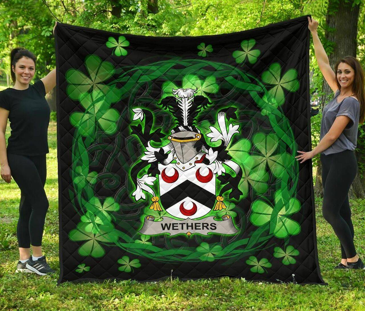 Wethers Ireland Irish Celtic Shamrock Knot Circle JFJ14795 3D Customized Quilt 2707 and Home Decor