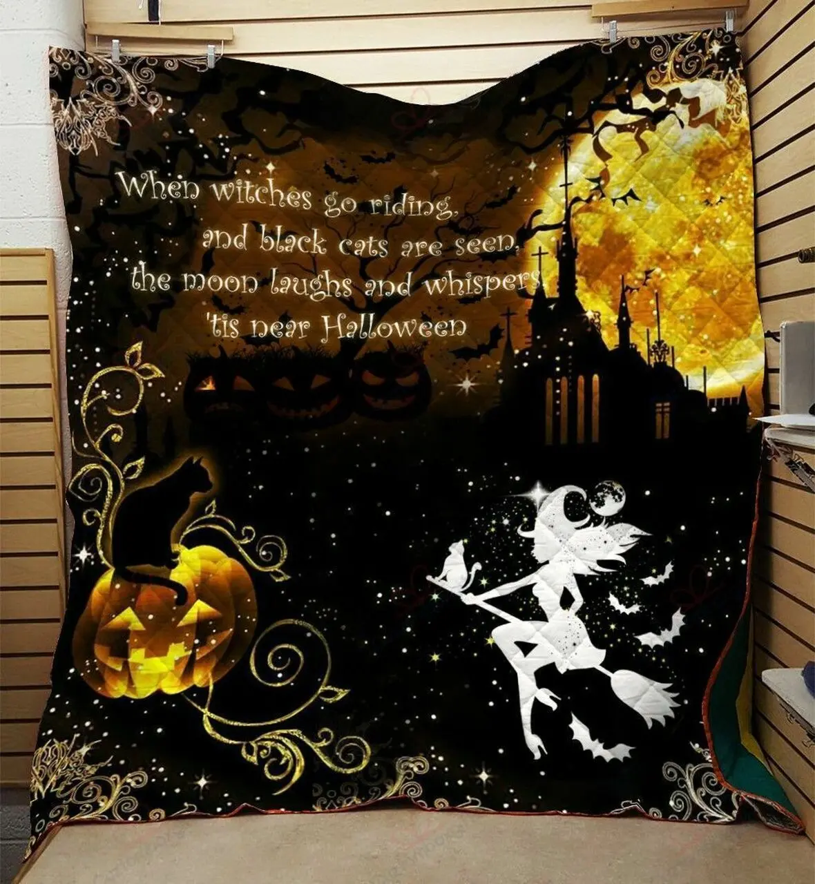 When Witches Go Riding Halloween KL2409141CL Quilt Blanket and Home Decor