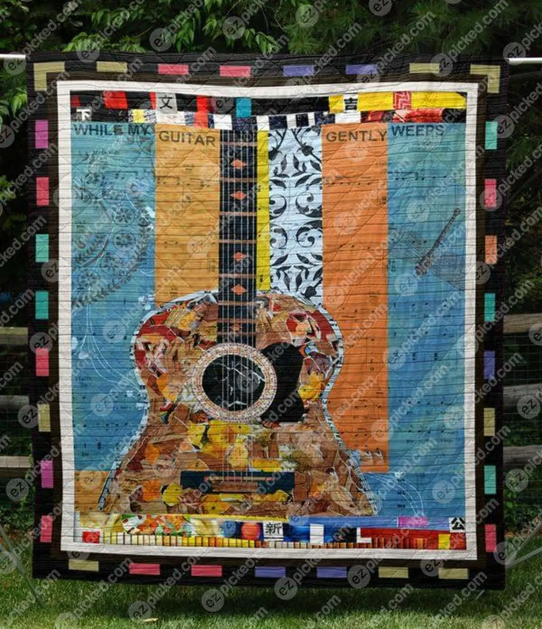 While My Guitar Gently Weeps Quilt Blanket Qq26 Quilt and Home Decor
