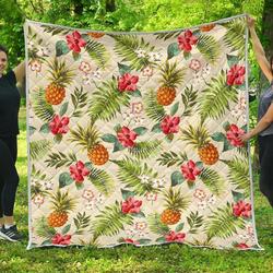 White Aloha Pineapple Cl17100692Mdq Quilt Blanket and Home Decor