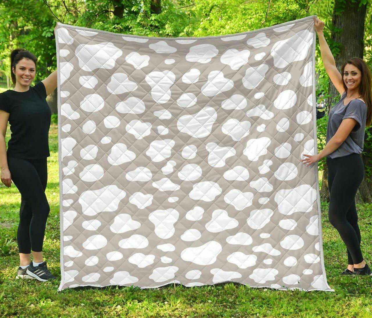 White And Grey Cow Cl17100696Mdq Quilt Blanket and Home Decor