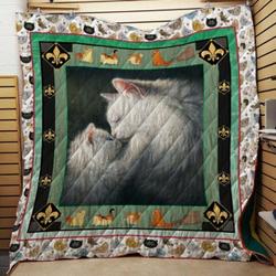 White Cat 13 3D Personalized Customized Quilt Blanket 35 and Home Decor
