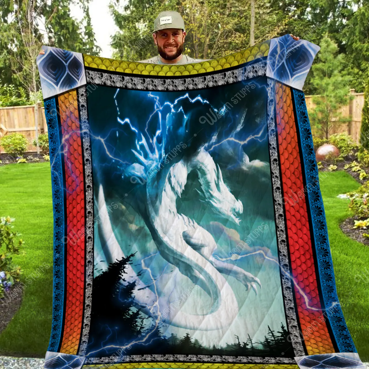 White Dragon Quilt Pb75 and Home Decor