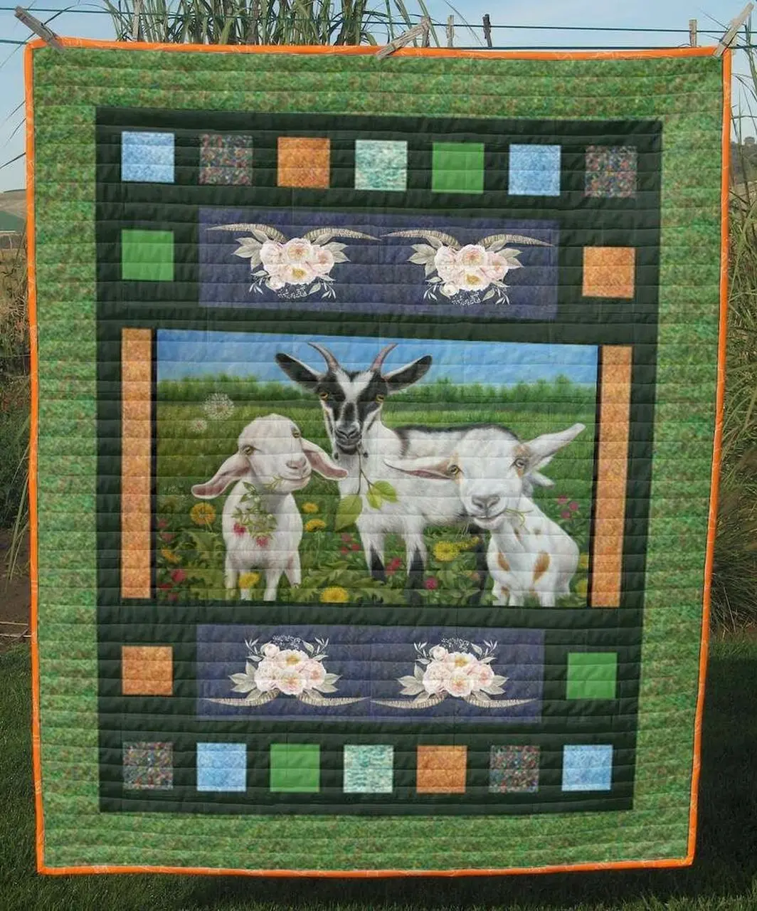 White Goat Family Clt180669 Quilt Blanket and Home Decor