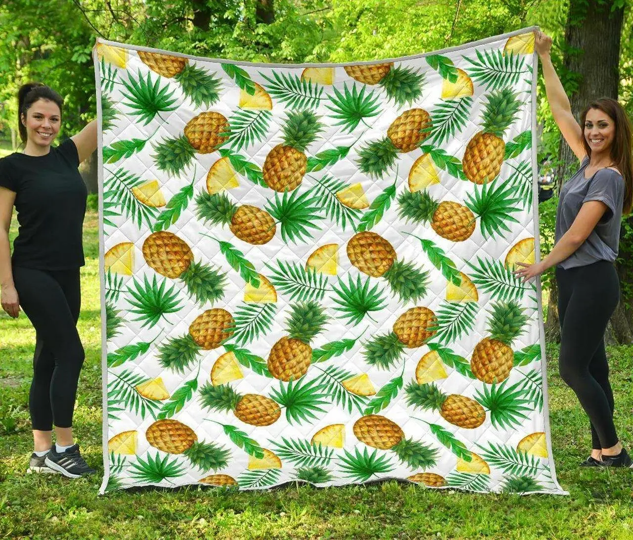 White Watercolor Pineapple Cl17100728Mdq Quilt Blanket and Home Decor