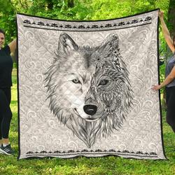 White Wolf Native Amercan JFJ14875 3D Customized Quilt 2707 and Home Decor