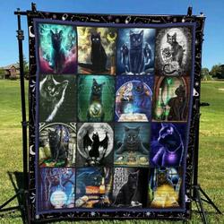 Wicca Cat Tg030730A Quilt Blanket and Home Decor