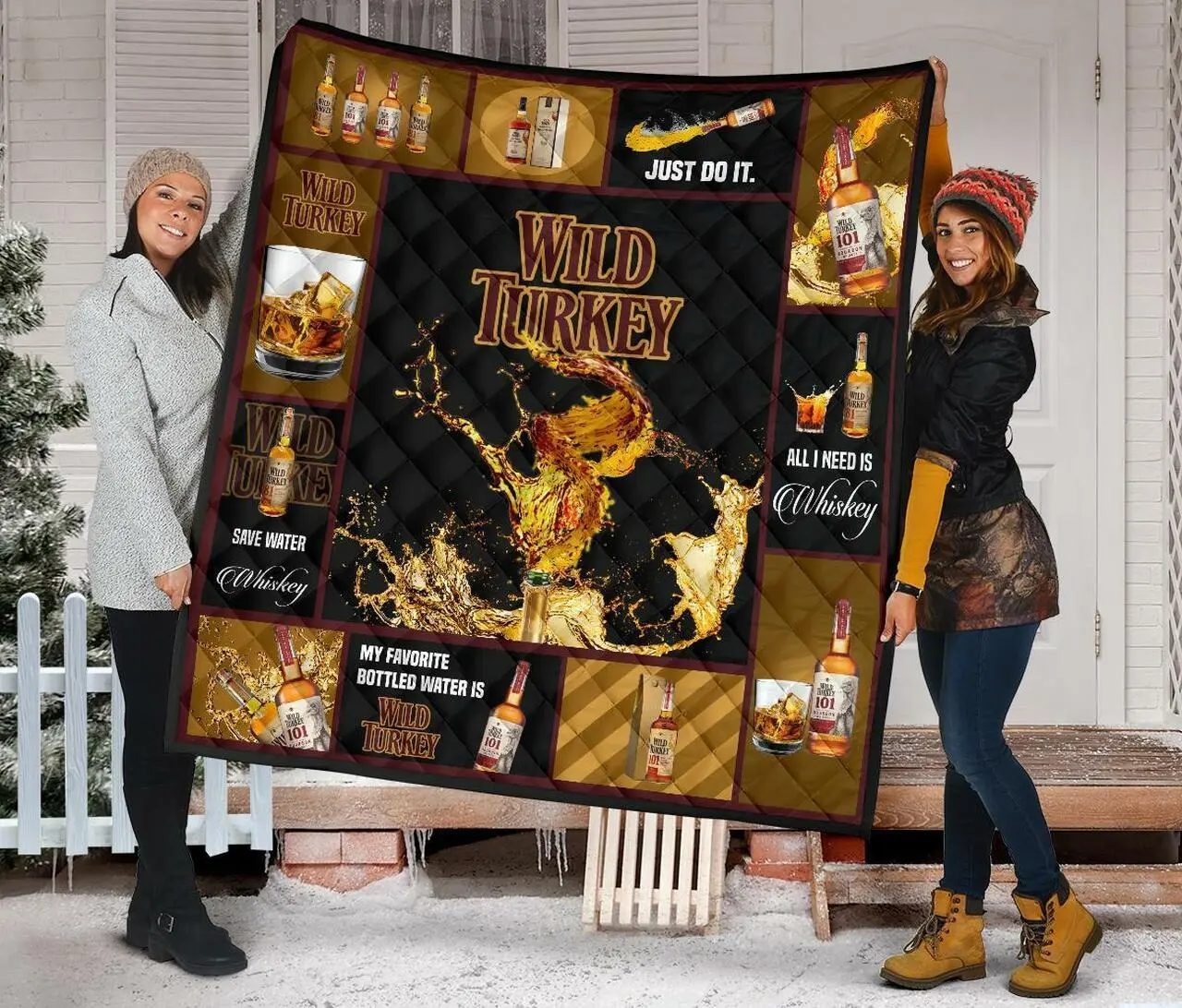 Wild Turkey All I Need Is Whisky Gift Idea Quilt and Home Decor