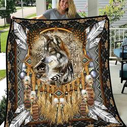 Wild Wolf Quilt Blanket Great Customized Blanket Gifts For Birthday Christmas Thanksgiving and Home Decor