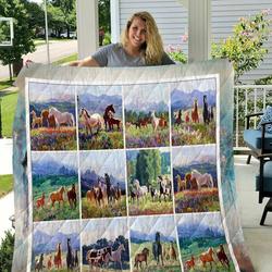 Wildflower Trails Horse Quilt Blanket Great Customized Blanket Gifts For Birthday Christmas Thanksgiving and Home Decor