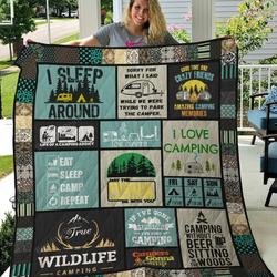 Wildlife Camping Quilt Blanket and Home Decor