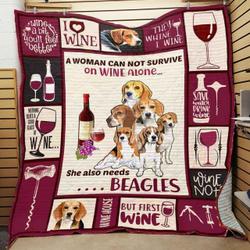 Wine And Beagle Dog JFJ14962 3D Customized Quilt 2707 and Home Decor
