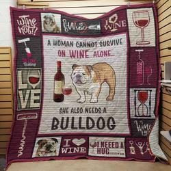 Wine And Bulldog JFJ14963 3D Customized Quilt 2707 and Home Decor