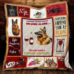 Wine And German Shepherd Quilt Btb and Home Decor