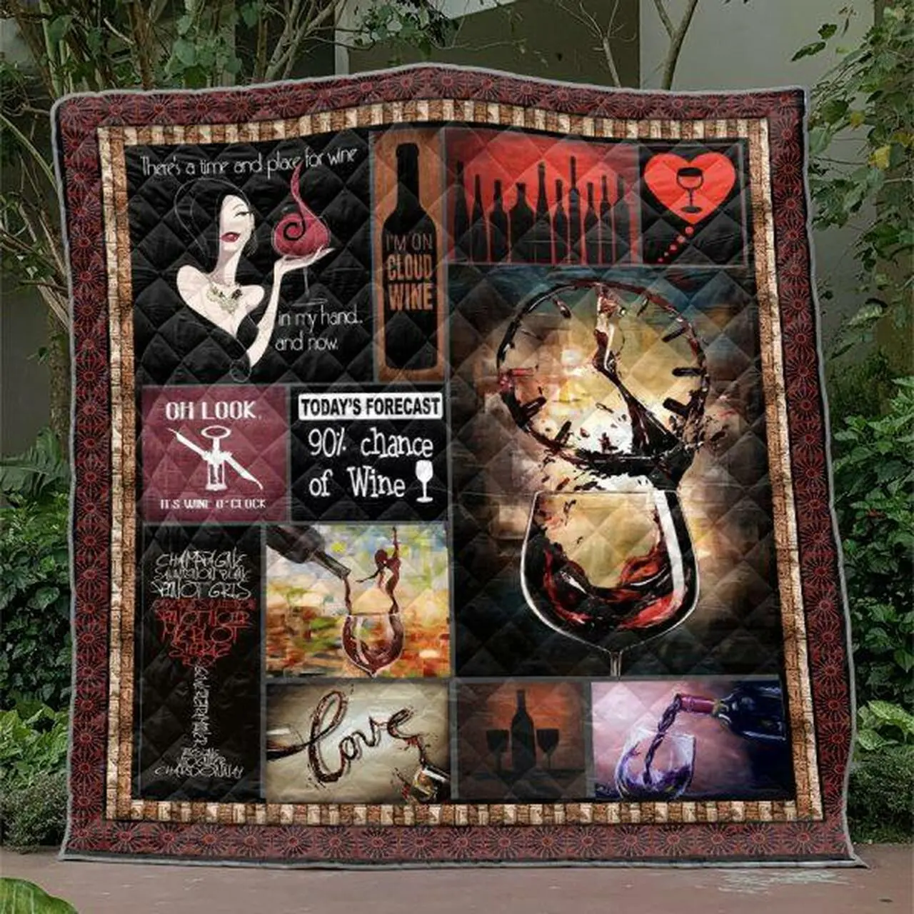 Wine Time Quilt Blanket Tm99 Quilt and Home Decor
