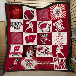 WISCONSIN BADGERS 3D Personalized Customized Quilt Blanket 1008 and Home Decor