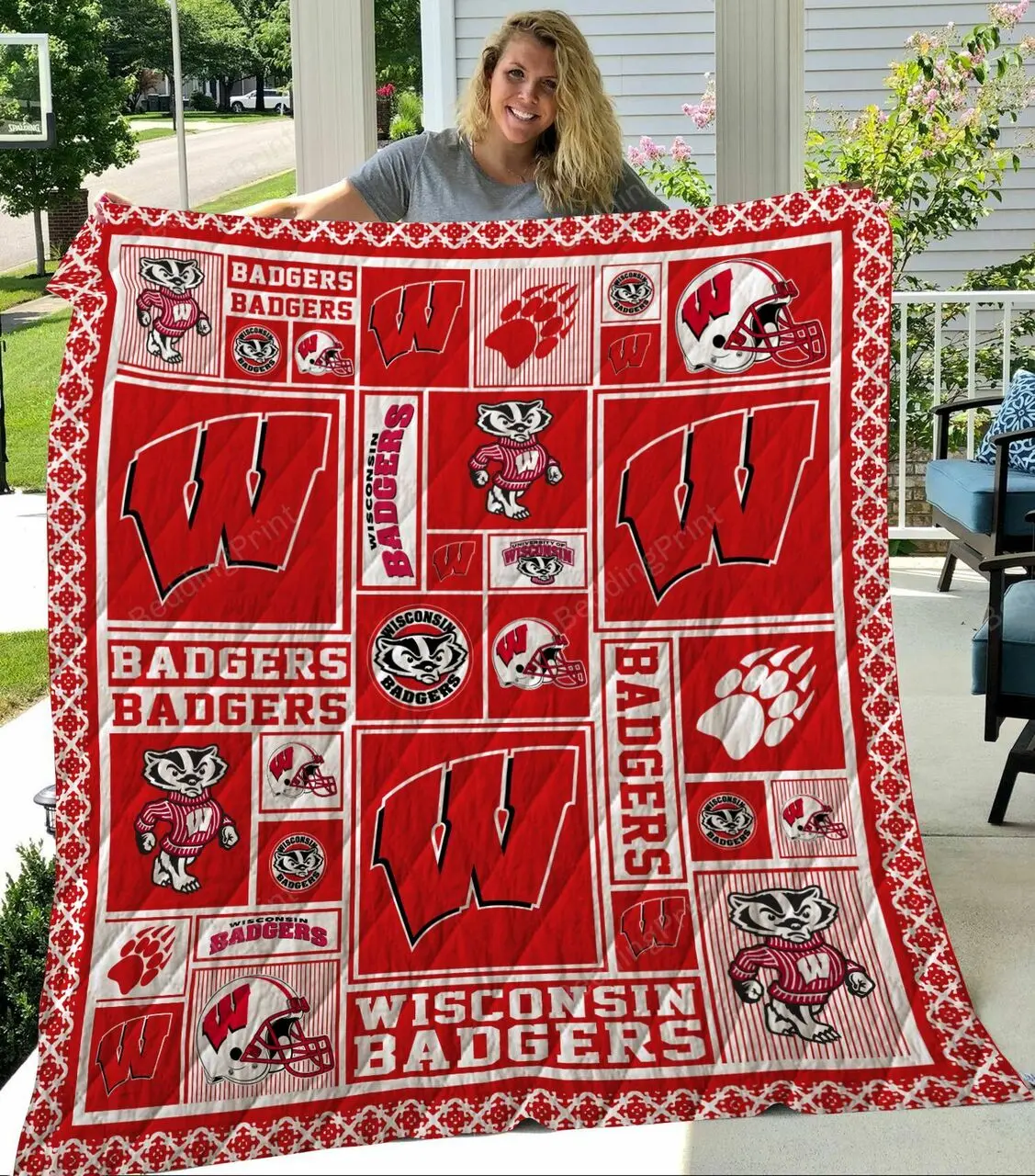 Wisconsin Badgers Quilt Blanket and Home Decor