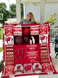 Wisconsin Badgers - To My Grandson - Love Grandmom Quilt and Home Decor