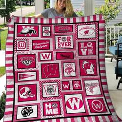 Wisconsin Badgers Ver3 Blanket Th1507 Quilt and Home Decor
