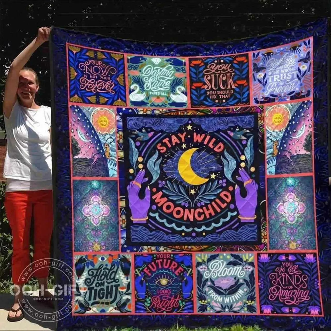 Witch Stay Wild Moon Child Blanket Th0807 Quilt and Home Decor