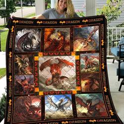 Wizard Dragon Red Quilt Blanket Great Customized Blanket Gifts For Birthday Christmas Thanksgiving and Home Decor