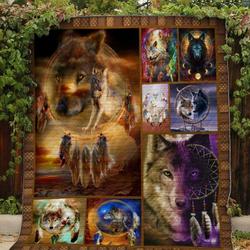 Wolf Dreamcatcher Quilt V4 and Home Decor