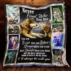 Wolf Family Gift To Son Daughter From Mom Dad I Will Always Be With You Quilt Blanket Great Customized Gifts For Birthday Christmas Thanksgiving and Home Decor