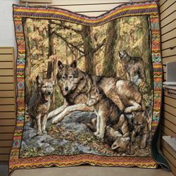 Wolf Father And Kids LK63 NTTH011298 3D Customized Quilt and Home Decor