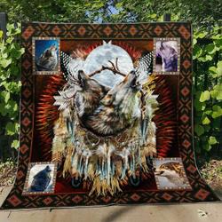 Wolf Feather V1 QE 3D Customized Quilt and Home Decor