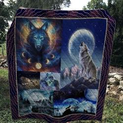 Wolf In The Night Quilt and Home Decor
