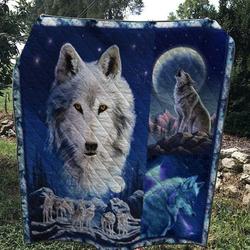 Wolf In The Night Quilt V1 and Home Decor